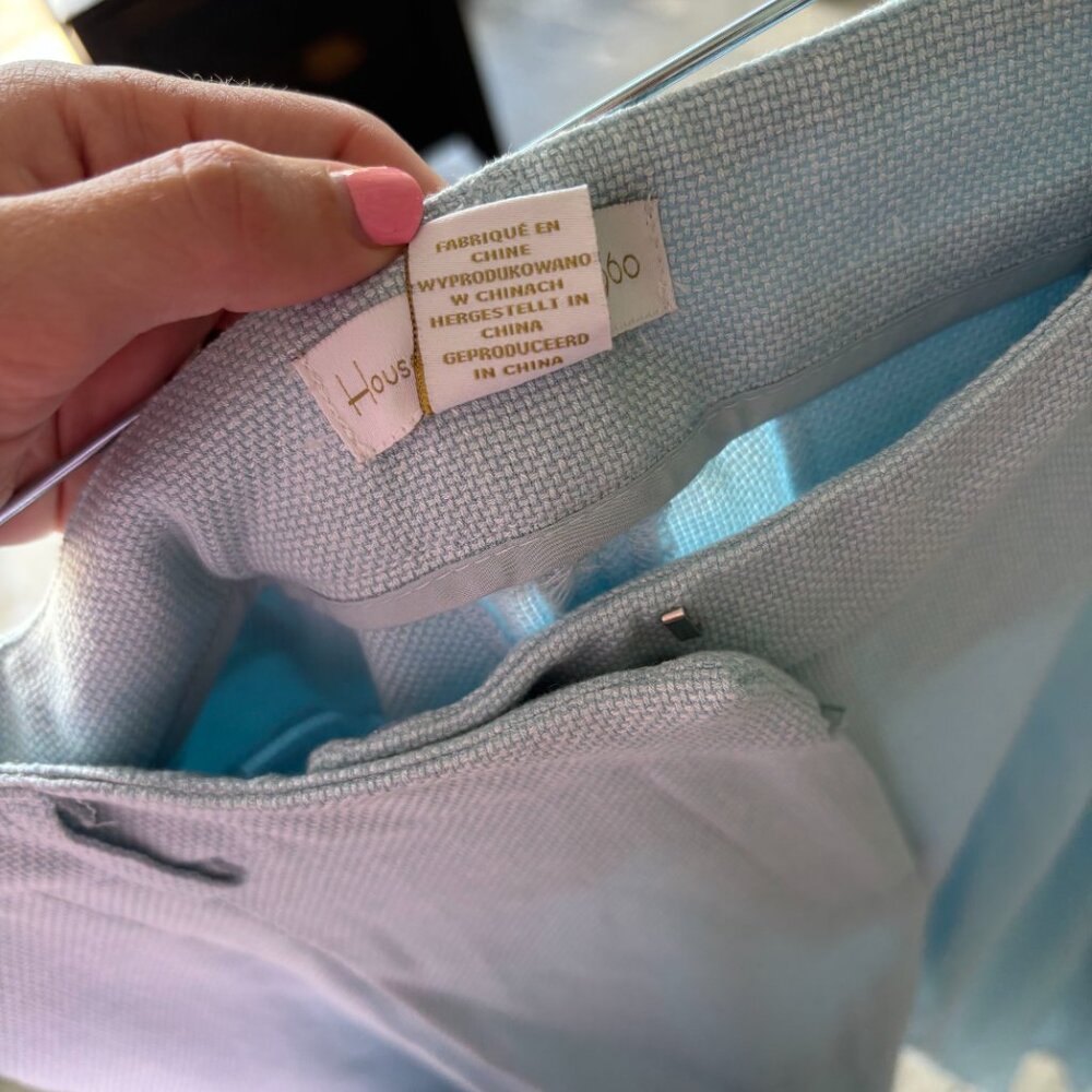 House of Harlow 1960 Womens Straight-Leg Pants Zip Hook & Eye Light Blue Size 12 - Picture 7 of 8